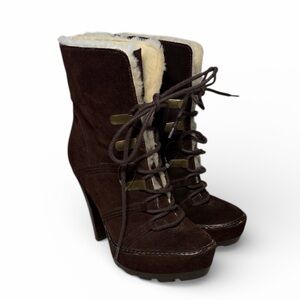 Vintage COACH Sydney Sherpa Shearling Suede Ankle Boots Size 6.5